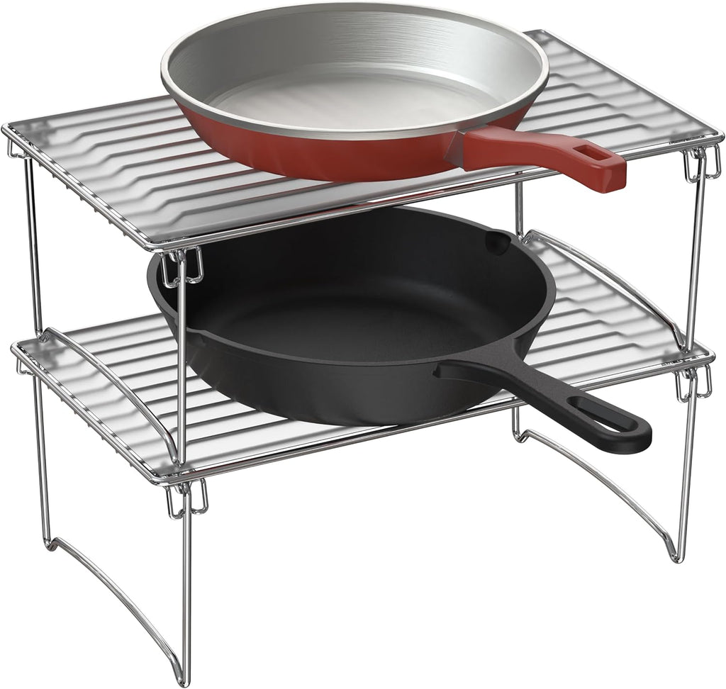 Stackable Cabinet Shelf Organizer, 2 Pack, Chrome - view 3
