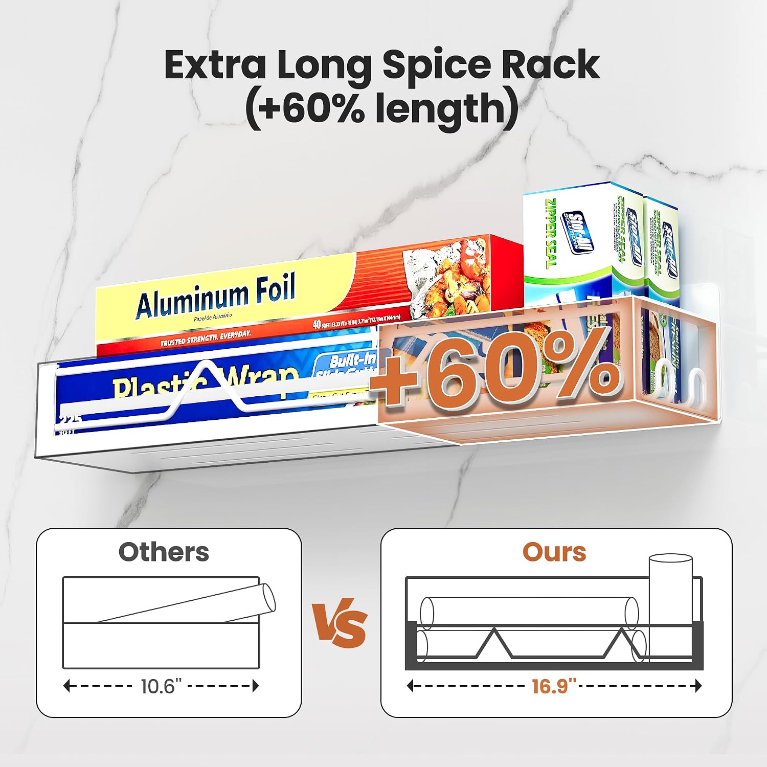 16.9 inch wide large capacity magnetic spice rack for refrigerator, 4 pack metal fridge shelf magnetic basket magnetic fridge shelf magnetic shelves for fridge (white) - view 2