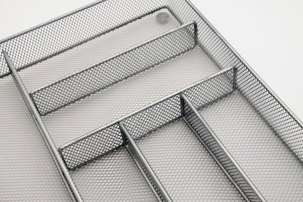 Mesh Large Cutlery Tray with Foam Feet - 6 Compartments - Kitchen Organization/Silverware Storage Utensil Flatware Tray - view 4