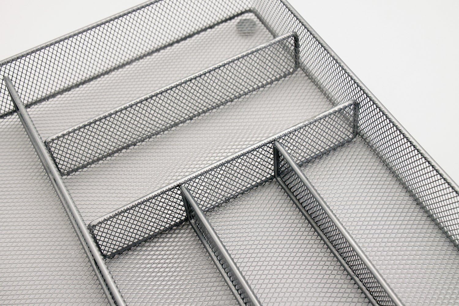 Mesh Large Cutlery Tray with Foam Feet - 6 Compartments - Kitchen Organization/Silverware Storage Utensil Flatware Tray - view 4