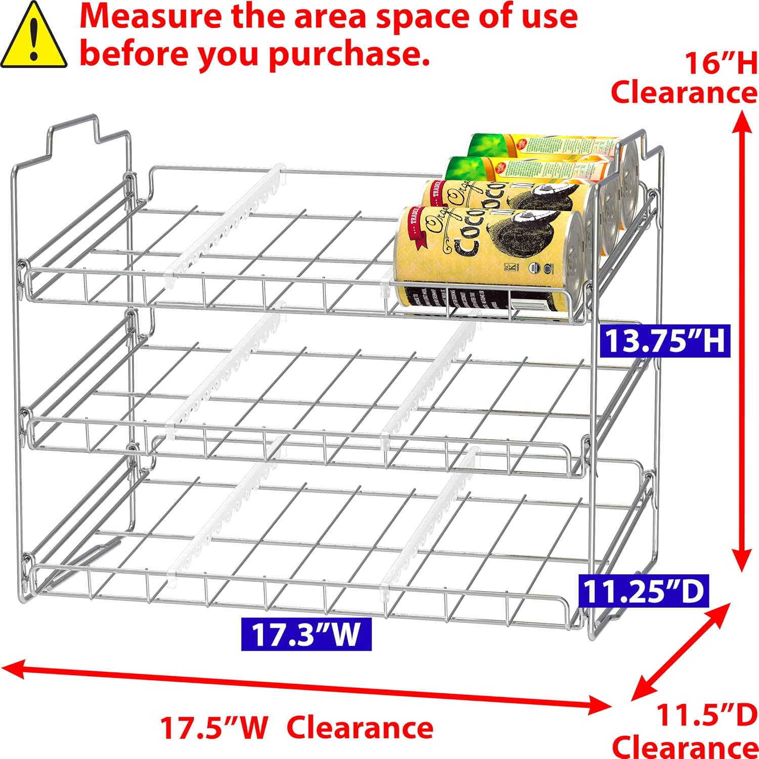 Stackable Can Rack Organizer Holds Up to 36 Cans, Chrome | for Kitchen and Pantry - view 2