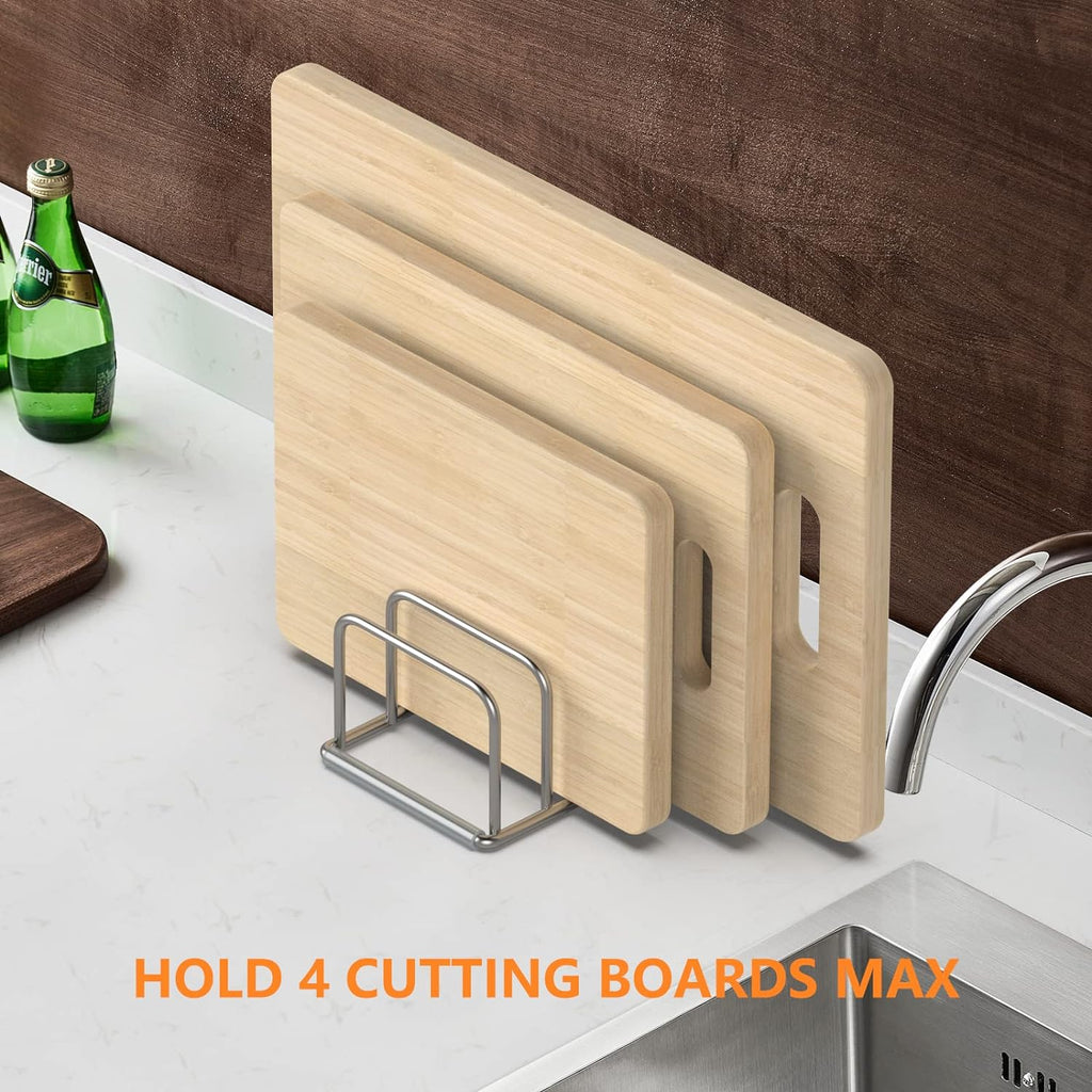 Cutting Board Holder, 2PSC Cutting Board Organizer Rack, 304 Stainless Steel Cookie Sheet Baking Pan and Tray Organizer for Kitchen Cabinet and Pantry Storage (1.0 Inch Width Slots) - view 5