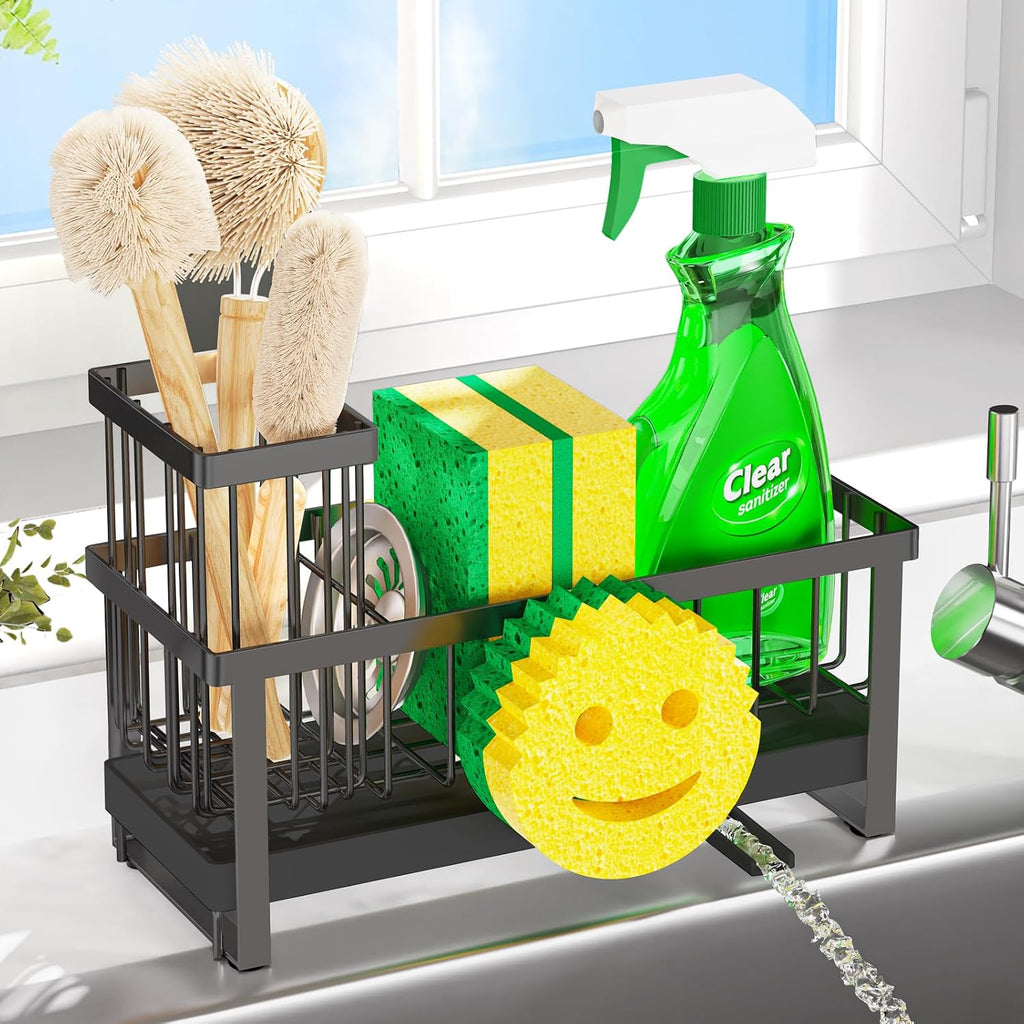 Sponge Holder for Kitchen Sink,Smiley Face Sink Caddy with Removable Brush Holder,Self-Draining Sponge Caddy for Sponge,Soap,Dish Brush,Scrubber,Kitchen Essentials and Gadgets - view 8