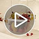 Metal Mesh Steel Basket, Storage Organizer Basket Multi-functional Hanging Kitchen Baskets Fruit Basket Bin with Bamboo Handle for Kitchen Bathroom Picnic Shopping Decor Cabinet Home, Blue - view 7
