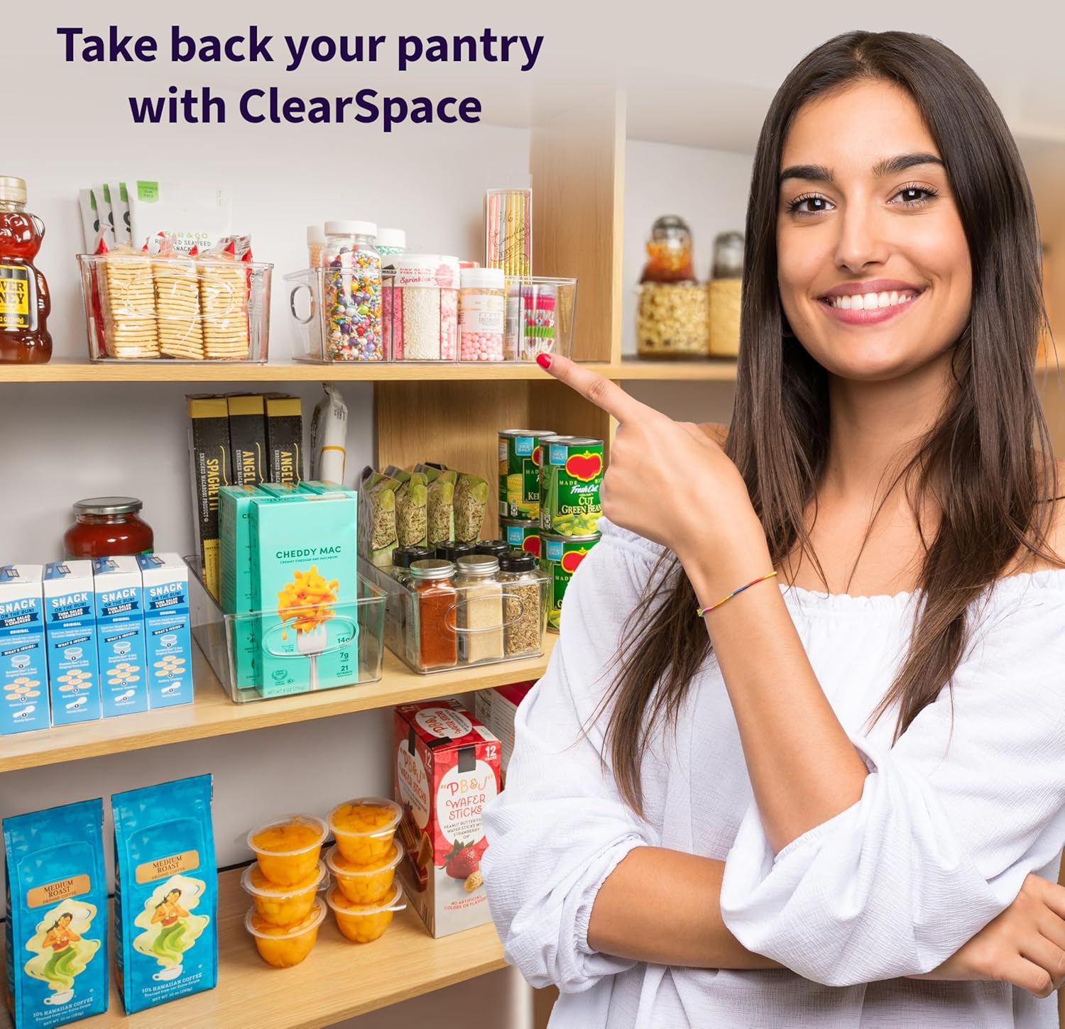 Plastic Pantry Organization and Storage Bins with Removable Dividers – Perfect Kitchen Organization or Kitchen Storage – Refrigerator Organizer Bins, Cabinet Organizers (2 Pack) - view 5