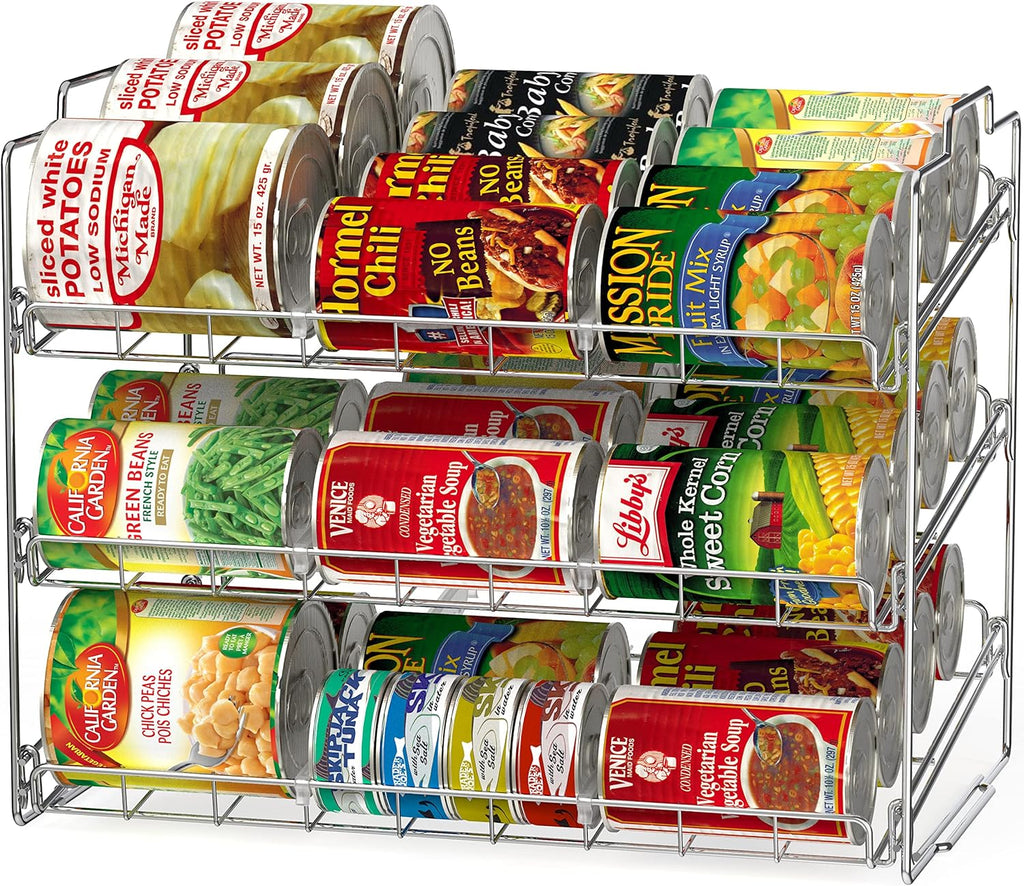 Stackable Can Rack Organizer Holds Up to 36 Cans, Chrome | for Kitchen and Pantry