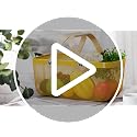 Mesh Steel Storage Organizer Basket Fruit Basket Bin with Wood Handle Ideal for Kitchen Bathroom Picnic Baskets Pantry Cabinets Storage Home Decor (Lemon Yellow) - view 7