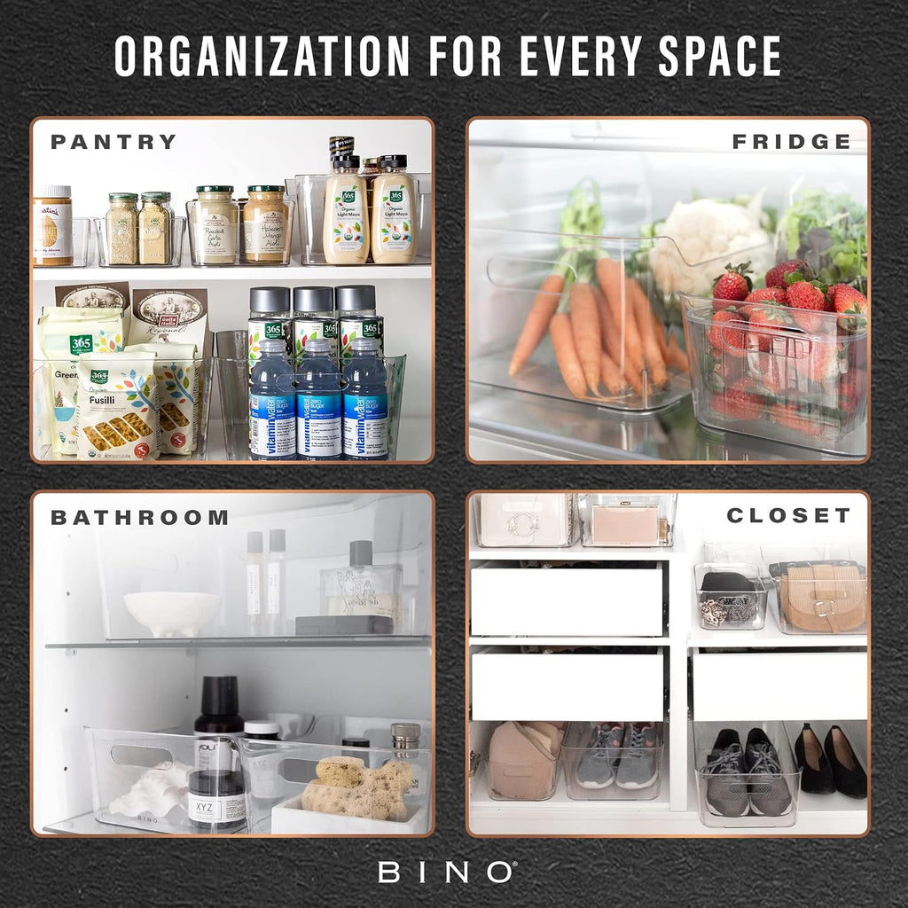 BINO | Plastic Organizer Bins, Small - 4 Pack | The SOHO Collection | Multi-Use Plastic Bin | Pantry & Freezer Organizer Bin | Storage Containers | Bins for Home & Kitchen Org - view 5