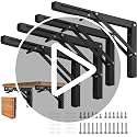 Folding Shelf Brackets Stainless Steel 16 inch 2 Pcs Max Load: 350 lb - Heavy Duty DIY Wall Mounted Collapsible Shelf Bracket, Space Saving for Garage Workstation, Stuff Supports, Table, Workbench - view 7