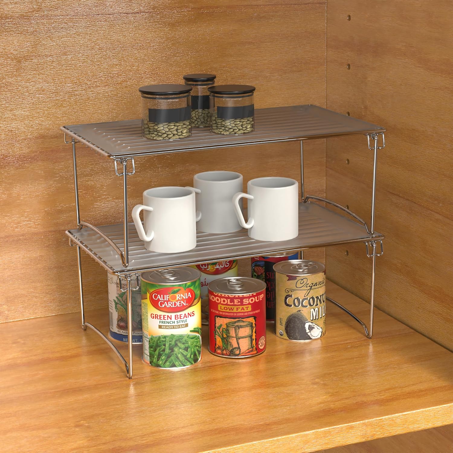 Stackable Cabinet Shelf Organizer, 2 Pack, Chrome - view 5
