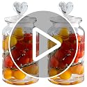 22 oz Clear Glass Canister with Cute Heart shaped Lids Set, Food Storage Glass Jars with Airtight Lids for Kitchen and Dining Room, Grid/Set of 2 - view 7