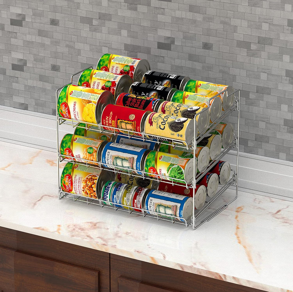 Stackable Can Rack Organizer Holds Up to 36 Cans, Chrome | for Kitchen and Pantry - view 3