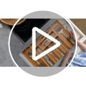 Bamboo Drawer Organizer - 8 Compartment Expandable Silverware Organizer and Utensil Holder, 17 Inch Long, 13 to 22 Inch Wide, 2 Inch Deep Kitchen Cutlery Tray Insert for Flatware Knives Large Utensils - view 7