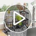Kitchen Sink Caddy, Sponge Holder for Kitchen Sink, Kitchen Sink Organzier and Storage with High Brush Holder, 304 Stainless Gadgets Sink Accessories, Organizadores de Cocina Sage Green - view 7